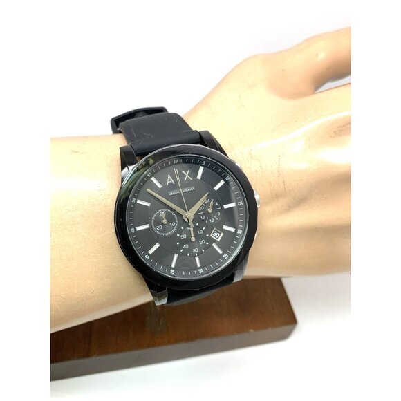 Armani Exchange Men's Watch AX1326 Quartz Chronograph Black Rubber Strap 44mm - Picture 11 of 14